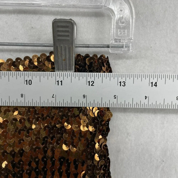 Asos Skirt Women's Sz 6 Gold Sequin Mini Bandage High-Rise Elastic Waist Stretch - Picture 3 of 7